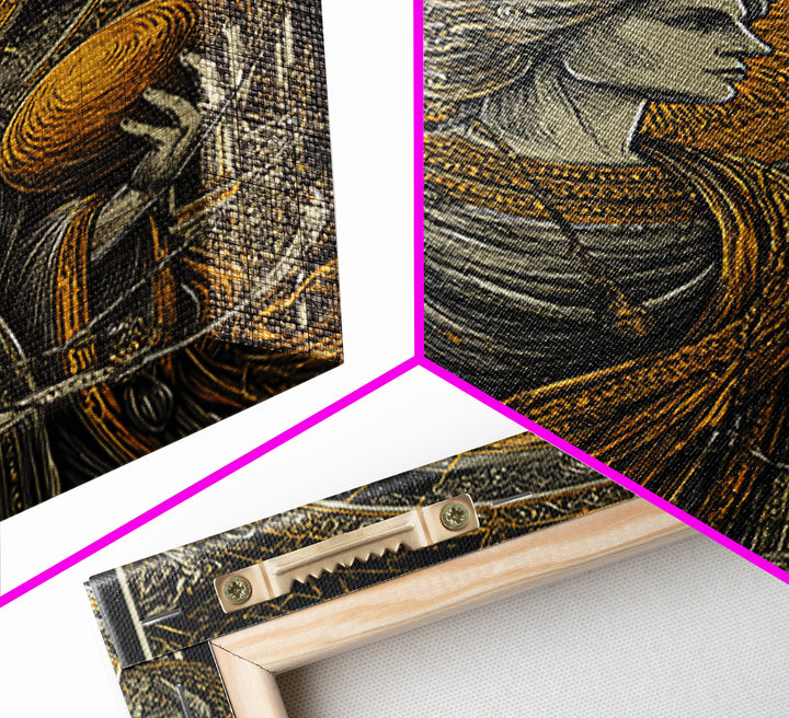 Hermes God Of Travel And Speed, Greek Mythology Art, Canvas Gold Canvas Print, Ancient Messenger Decor, Real Wood Frame
