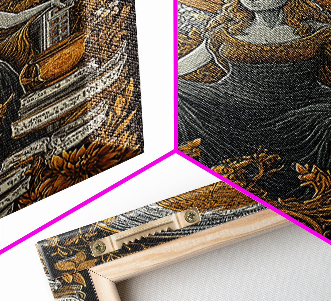 Goddess Throne Canvas Gold Canvas Print, Mythology Wall Art, Divine Queen Decor, Ancient Inspired Spiritual Artwork, Real Wood Frame