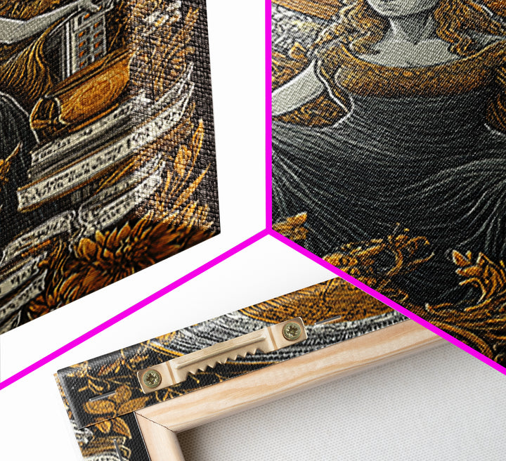 Goddess Throne Canvas Gold Canvas Print, Mythology Wall Art, Divine Queen Decor, Ancient Inspired Spiritual Artwork, Real Wood Frame