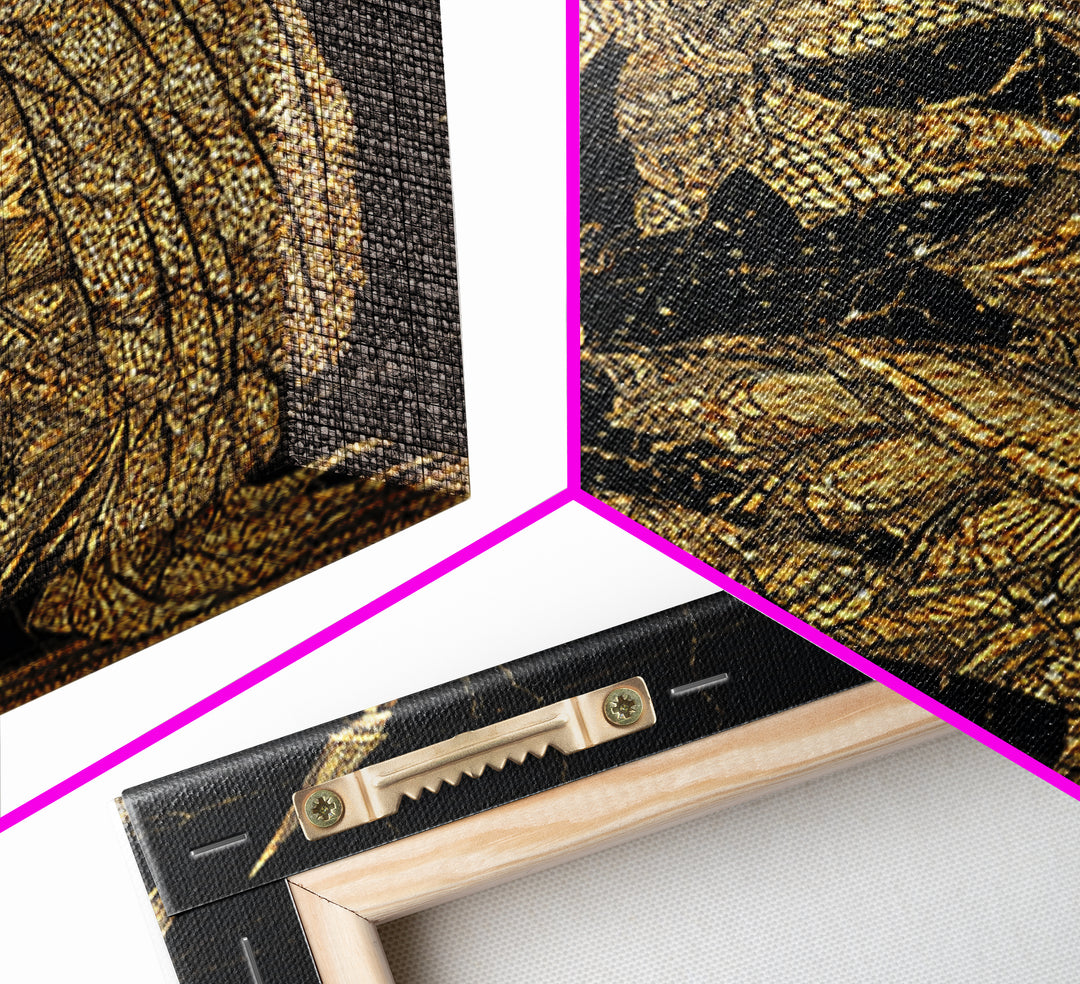 Snake Goddess Medusa Canvas Gold Canvas Print, Mythology Wall Art, Serpent Monster Artwork, Ancient Fantasy Decor Real Wood Frame