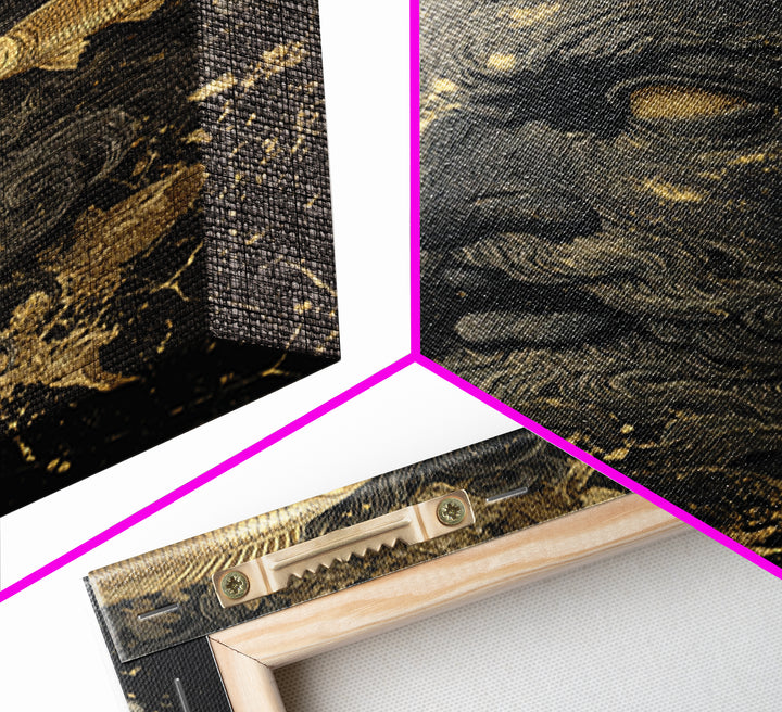 Ocean God Oceanus Canvas Gold Canvas Print, Greek Mythology Sea Deity Art, Real Wood Frame, Elegant Nautical Wall Decor