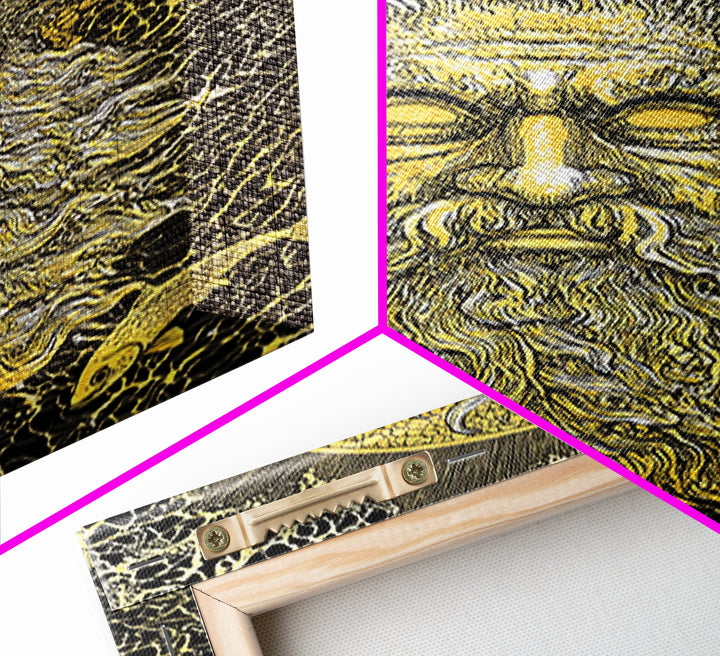 Ancient Sea God Oceanus Canvas Gold Art, Mythological Wall Print, Real Wood Frame, Classical Maritime Inspired Home Decor