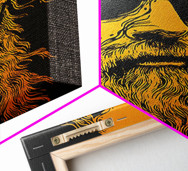 Odin Norse God Canvas Gold Canvas Print, Viking Mythology Wall Art, Real Wood Frame, Ancient Warrior Norse Decor For Home