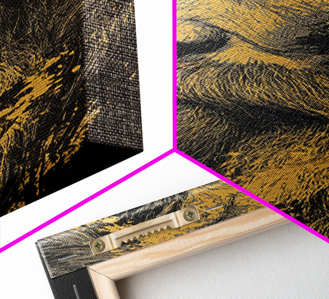 Odin Warrior God Canvas Gold Canvas Print, Norse Mythology Inspired Art, Real Wood Frame, Viking Legend Wall Decor Statement