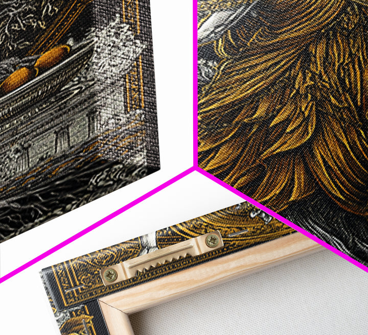 Persephone Canvas Gold Canvas Print, Goddess Of Spring And Underworld Art, Mythology Wall Decor, Real Wood Framed Artwork