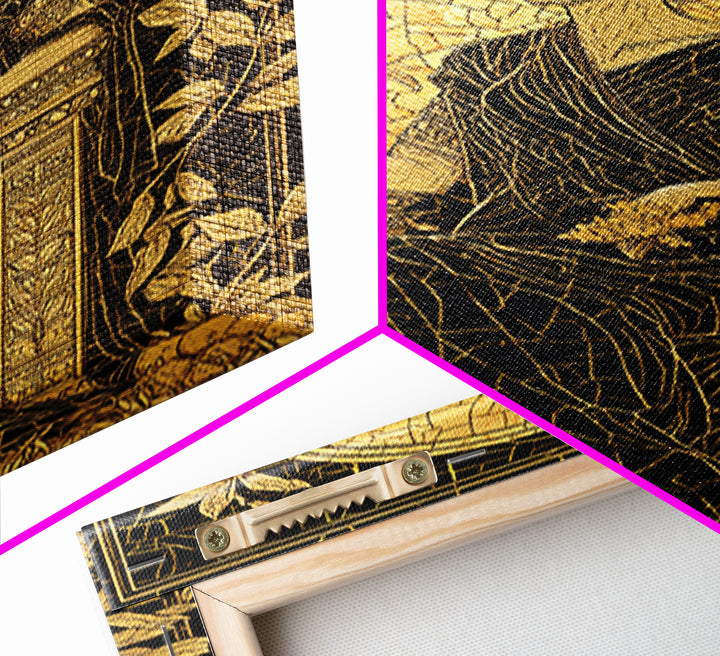 Persephone Mosaic Style Canvas Gold Canvas Print, Mythology Wall Art, Goddess Decor, Elegant Greek Inspired Real Wood Frame