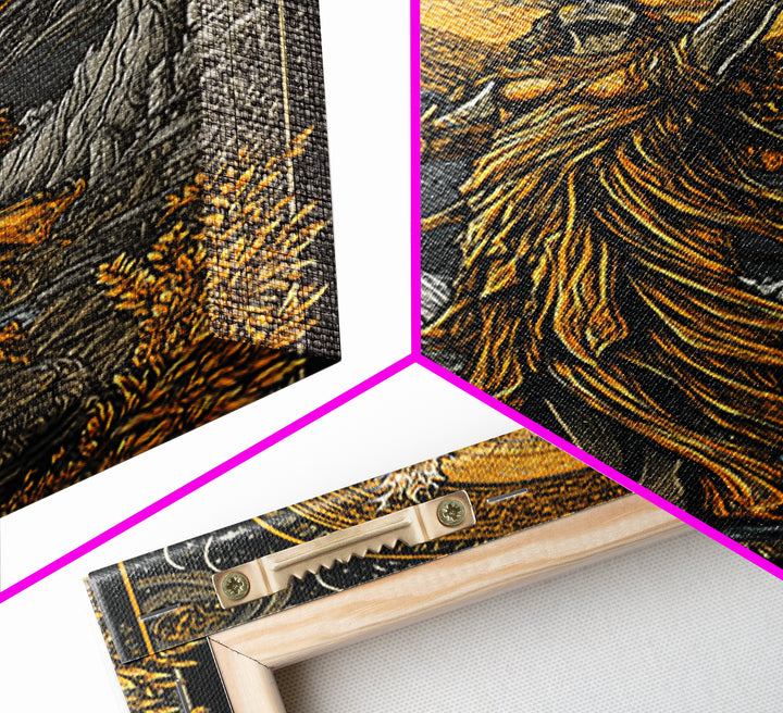 Celestial Goddess Canvas Gold Canvas Print, Mythology Wall Art, Radiant Female Figure Artwork, Real Wood Framed Luxurious Decor