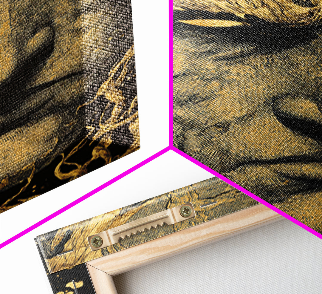 Prometheus Mythological Titan Canvas Gold Canvas Print, Fire Bringer Greek Myth Canvas Gold Art, Real Wood Frame Ancient Legend Decor