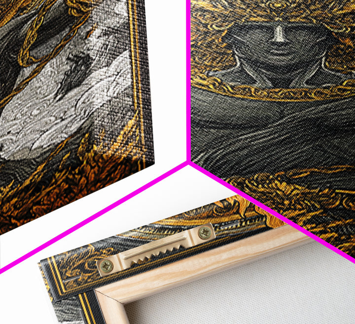 Prometheus Canvas Gold Canvas Print, Mythology Wall Art, Real Wood Frame, Luxury Canvas Artwork, Ancient Greek Decor