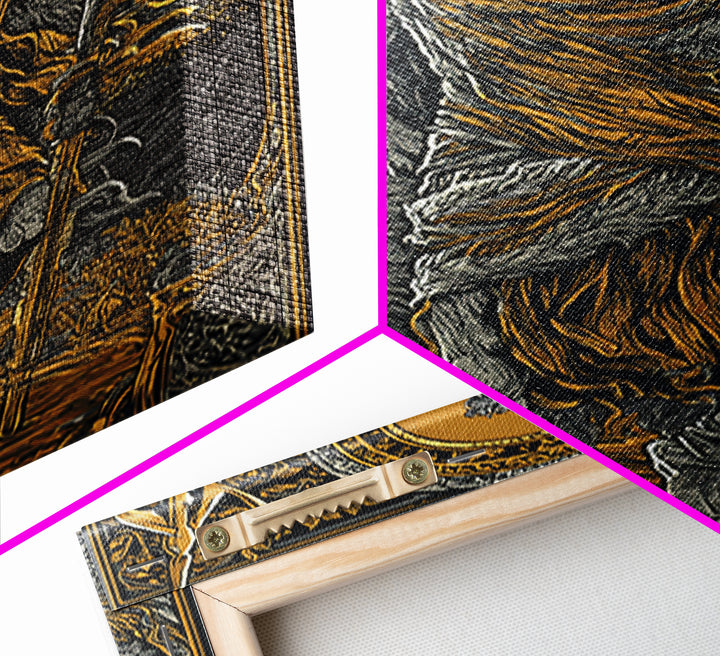 Romulus Canvas Gold Canvas Print, Roman Mythology Art, Real Wood Frame, Warrior Wall Decor, Luxury Canvas Artwork