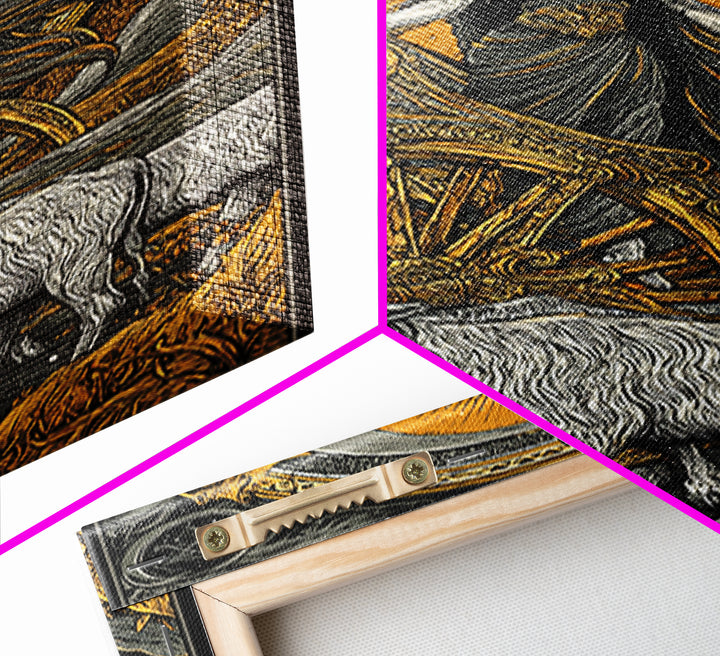 Rhea Canvas Gold Canvas Print, Titaness Mother Goddess Art, Real Wood Frame, Ancient Greek Decor, Mythology Artwork