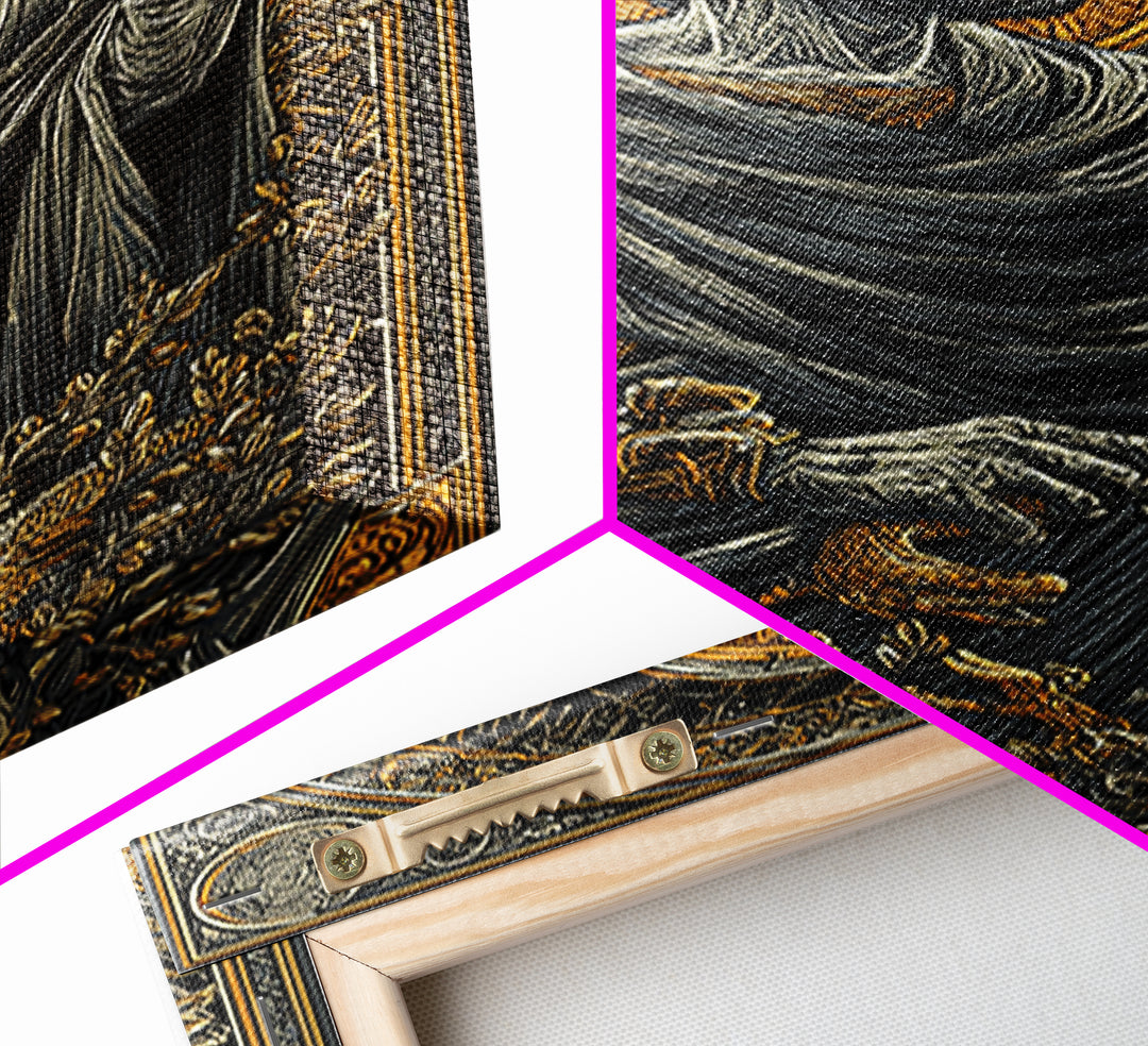 Seneca Canvas Gold Canvas Print, Roman Philosopher Art, Real Wood Frame, Classical Wall Decor, Ancient Canvas Artwork