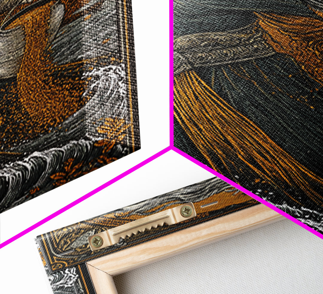 Aquarius Goddess Canvas Gold Canvas Print, Mythology Wall Art, Luxury Astrology Artwork, Real Wood Frame, Unique Home Decor