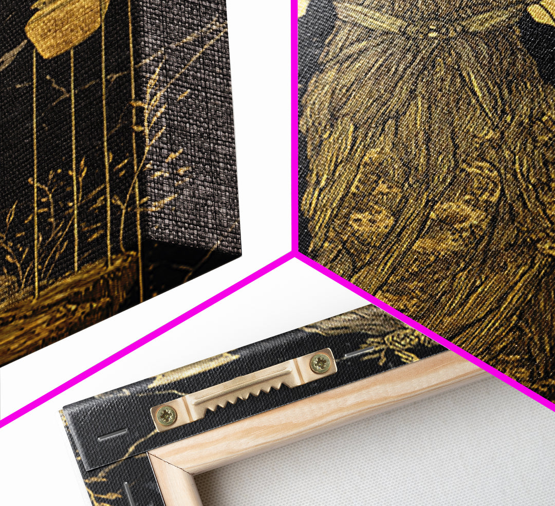 Divine Water Bearer Canvas Gold Canvas Print, Celestial Mythology Art, Astrology Wall Decor, Real Wood Frame, Elegant Gift