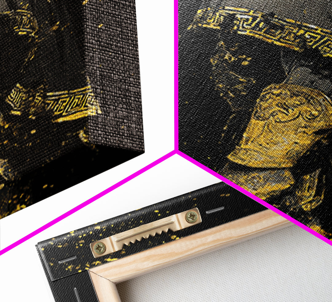 Roman General Canvas Gold Art, Historical Wall Print, Luxury Myth Inspired Home Decor, Collectible Ancient Artwork, Real Wood Frame