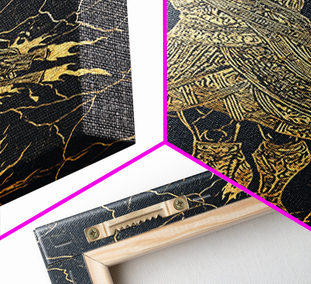 Mythology Inspired Canvas Gold Canvas Print, Roman Emperor Wall Art, Historical Home Decor, Ancient Regal Artwork, Real Wood Frame