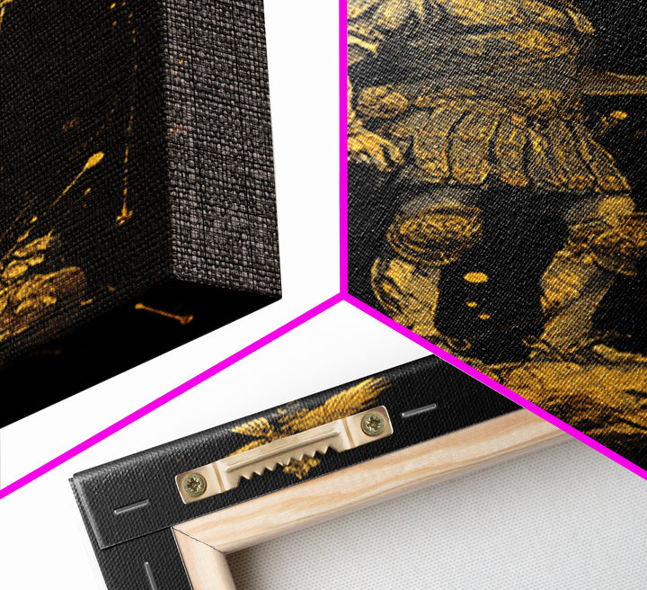Roman General Holding Standard, Canvas Gold Canvas Print, Classical History Inspired Wall Decor, Real Wood Frame