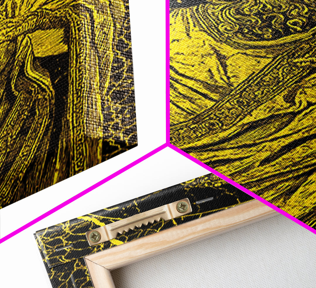 Divine Ruler Canvas Gold Canvas Print, Classical God Wall Art, Ancient Power Decor, Luxury Mythology Artwork, Real Wood Frame