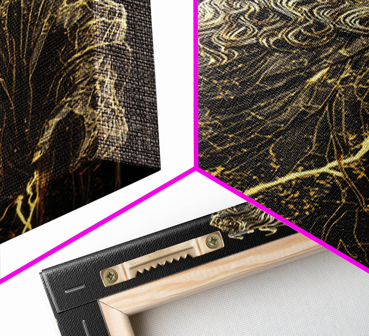 Thunder God Canvas Gold Canvas Print, Zeus Mythology Wall Art, Lightning Power Decor, Luxury Classical Artwork, Real Wood Frame