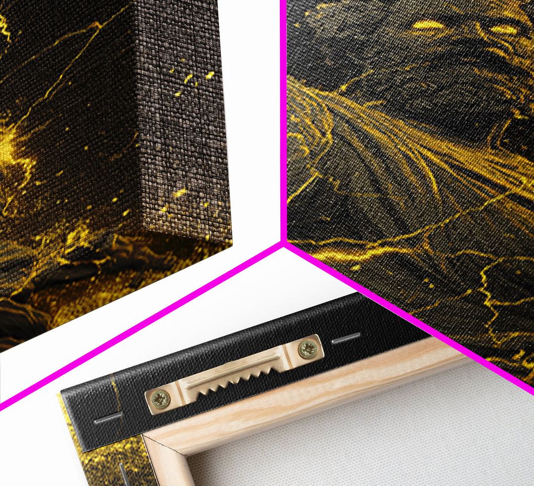 Lightning God Canvas Gold Art, Powerful Zeus Wall Print, Mythology Inspired Decor, Ancient Greek Canvas Artwork, Real Wood Frame