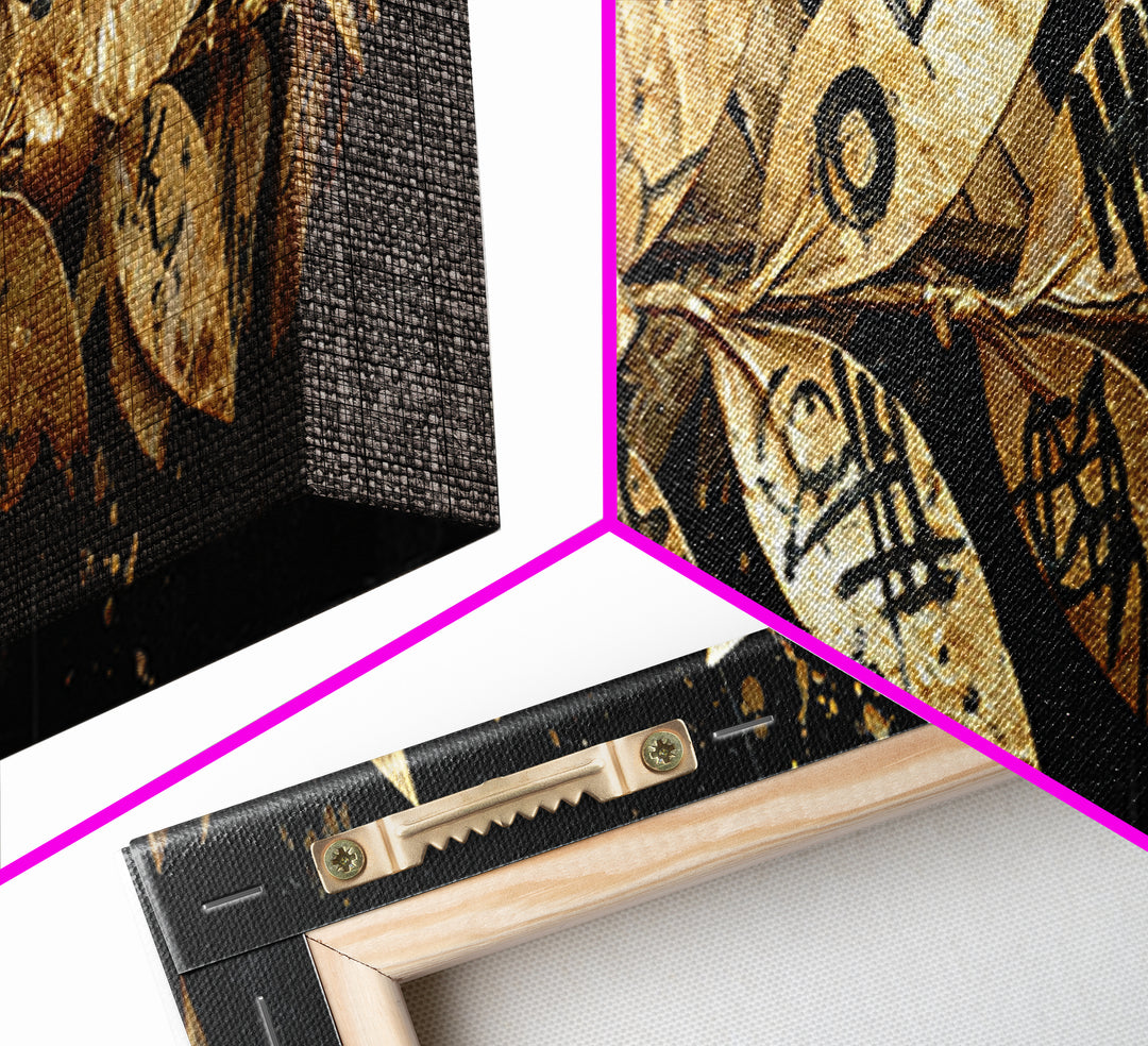 Laurel Wreath Crown, Ancient Greek Symbol Of Victory Decorative Wall Artwork, Gold Canvas Print, Real Wood Frame Decor