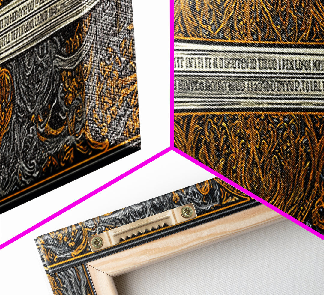 Epic Ancient Sword, Mythological Weapon Of Power Decorative Wall Artwork, Gold Canvas Print, Real Wood Frame Wall Decor