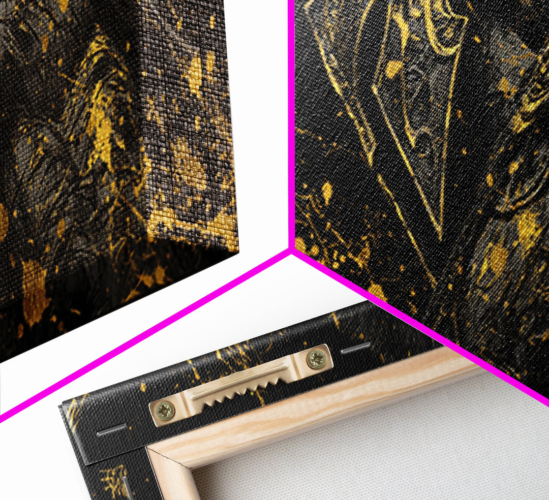 Detailed Spartan Helmet, Ancient Greek Mythological Warrior Decorative Artwork, Gold Canvas Print, Real Wood Frame Wall Art