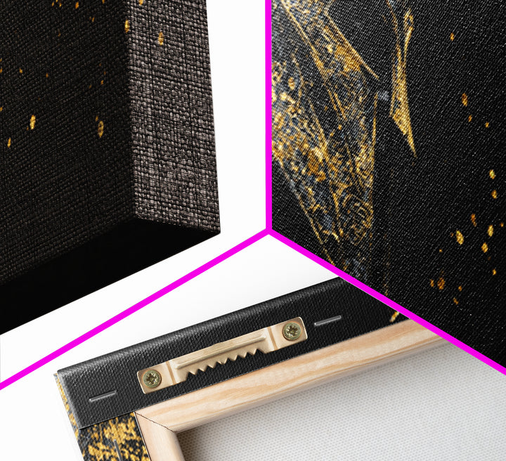 Greek Warrior Armor Detail, Spartan Hero Mythological Decorative Artwork, Gold Canvas Print, Real Wood Frame Wall Decor