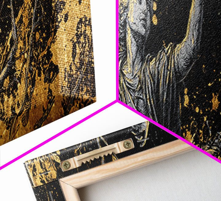 Persephone Harvest Gold Canvas Print, Goddess Wall Art, Real Wood Frame, Mythology Artwork For Home Or Office