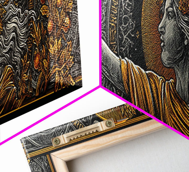 Persephone Crown Gold Canvas Print, Mythology Goddess Wall Art, Real Wood Frame, Luxury Decorative Artwork