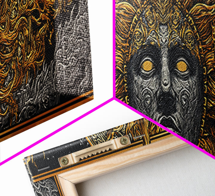 Prometheus God Gold Canvas Art, Mythology Inspired Wall Print, Real Wood Frame Canvas Print, Regal Decor Statement Piece