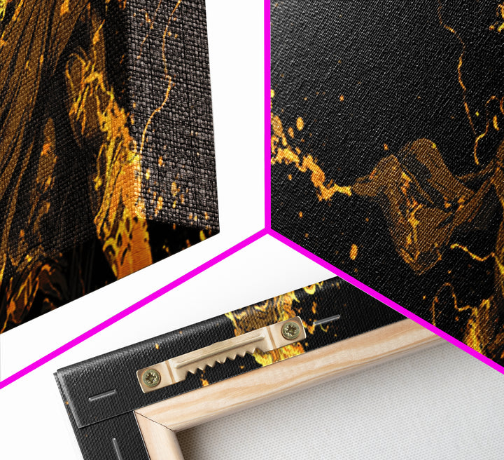 Zeus With Lightning Gold Canvas Art, Greek Mythology Canvas Print, Real Wood Frame Decor, Dramatic Wall Artwork For Home