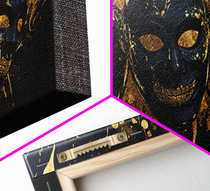 Sacred Goddess Gold Canvas Print, Ornate Splatter Art On Canvas, Real Wood Frame Wall Décor, Mystical Divine Artwork