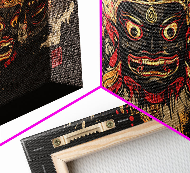 African Tribal Mask Gold Canvas Art, Ethnic Splatter Canvas Print, Real Wood Frame Wall Décor, Cultural Bold Statement Artwork