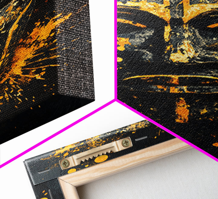 Bakongo Ritual Mask Gold Canvas Print, African Ethnic Face Art, Spiritual Tribal Wall Hanging Decor, Real Wood Frame