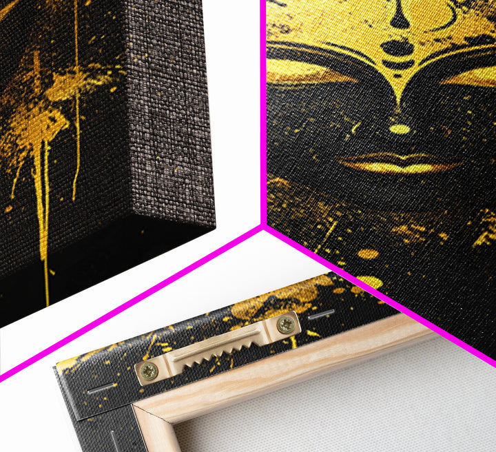 Goddess Face Gold Canvas Print, Spiritual Wall Decor, Sacred Feminine Art, Real Wood Framed Modern Gold Artwork