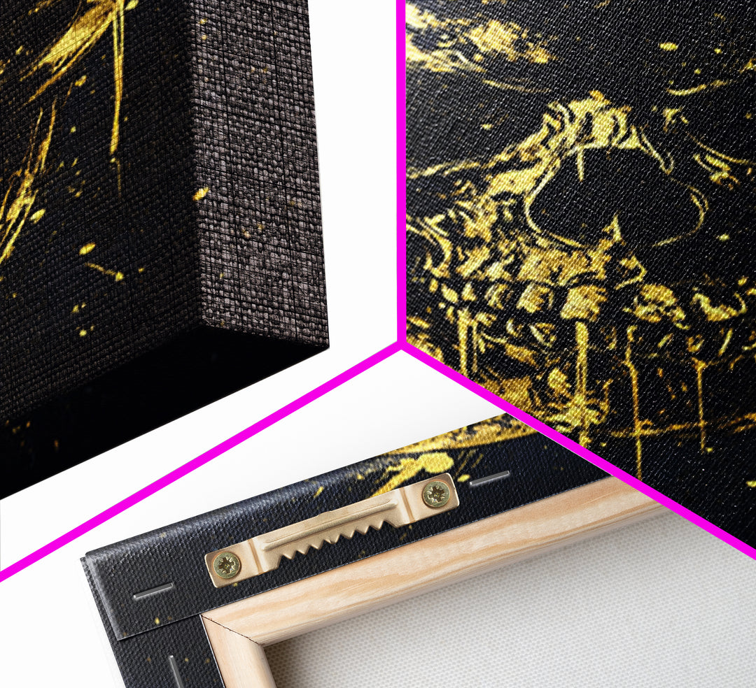 Bold Skull Artwork,Modern Gothic Wall Decor,Real Wood Frame,Striking Macabre Art,Edgy Statement Home Accent