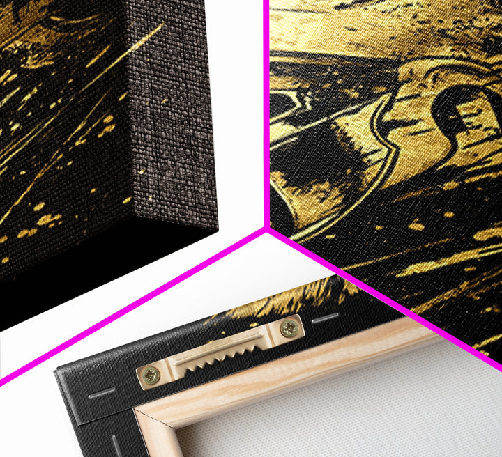 Spartan Warrior Helmet Gold Canvas Print, Ancient Greek Art, Mythology Wall Decor, Real Wood Frame, Bold Statement Piece