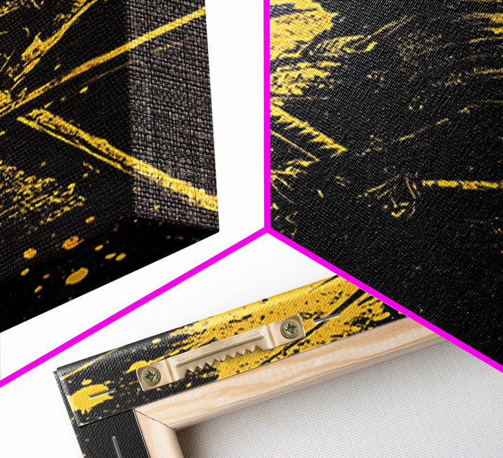Samurai Warrior Gold Canvas Print, Japanese Art, Martial Wall Decor, Bushido Inspired Artwork, Real Wood Frame, Bold Statement Piece