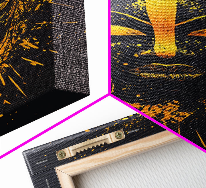 African Goddess Gold Canvas Print, Ethnic Wall Art, Real Wood Frame, Splatter Portrait Art, Bold Tribal Modern Decor