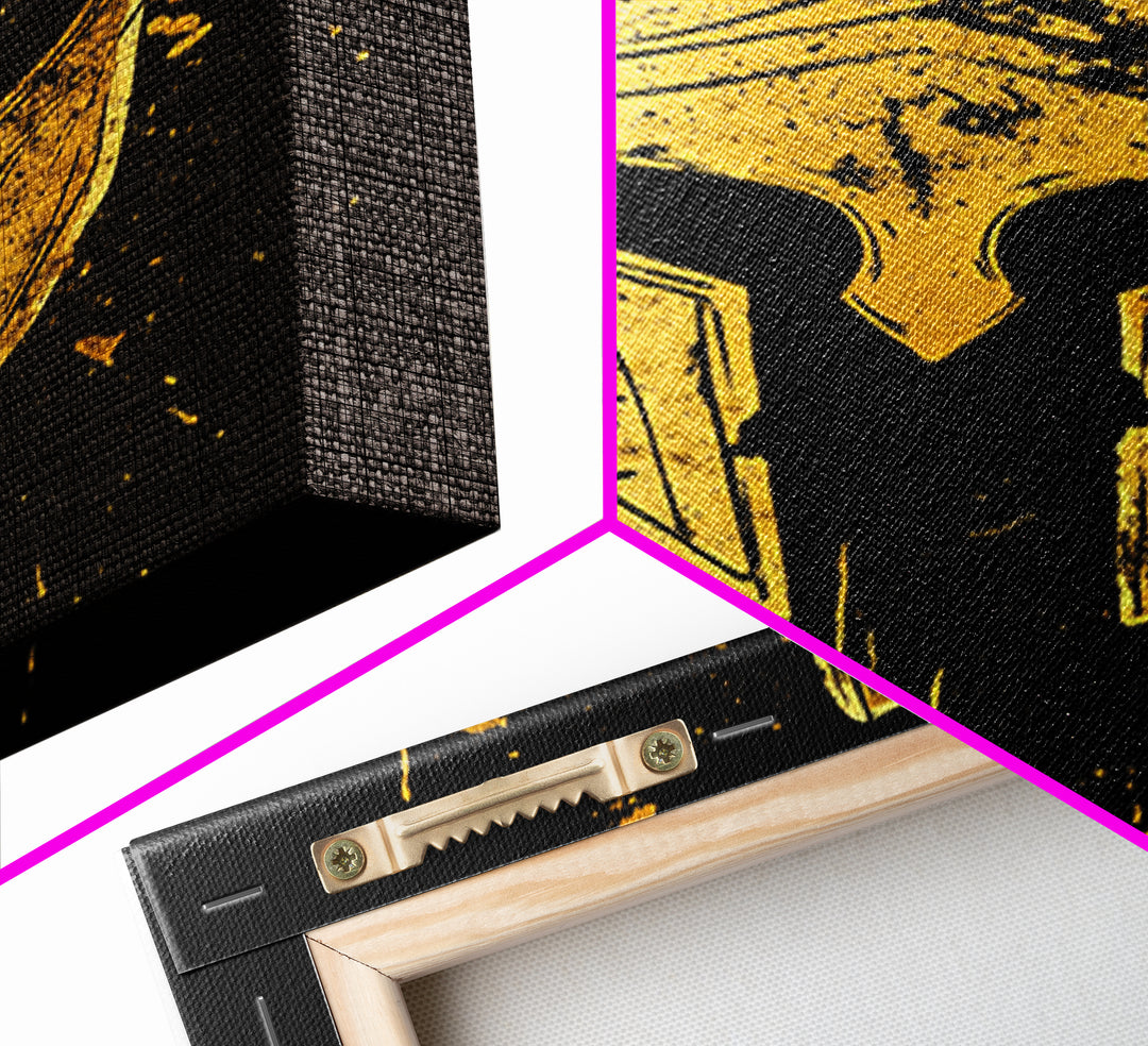 Spartan Helmet Gold Canvas Print, Warrior Wall Art, Real Wood Frame, Bold Historic Decor, Ancient Greek Inspired Artwork