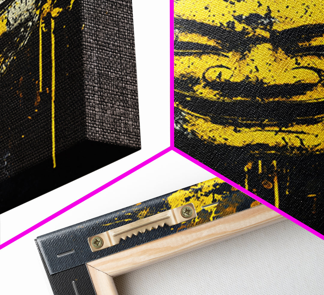 Fierce Leopard Splatter Portrait, Gold Canvas Art, Wildlife Canvas Print, Real Wood Frame, Animal Wall Decor, Jungle Spirit Artwork