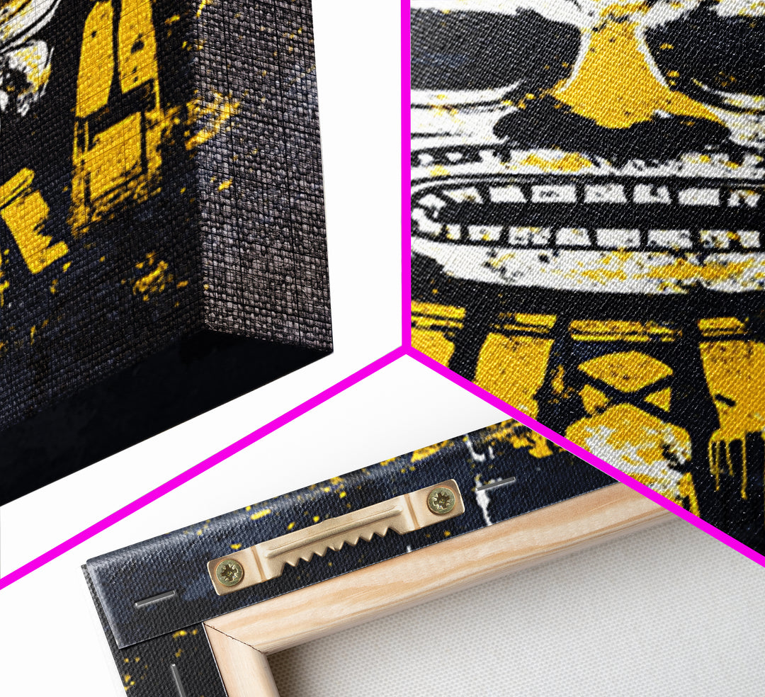 Aztec Feathered Warrior Gold Canvas Print, Ornate Tribal Face Artwork, Ancient Wall Decor, Real Wood Frame