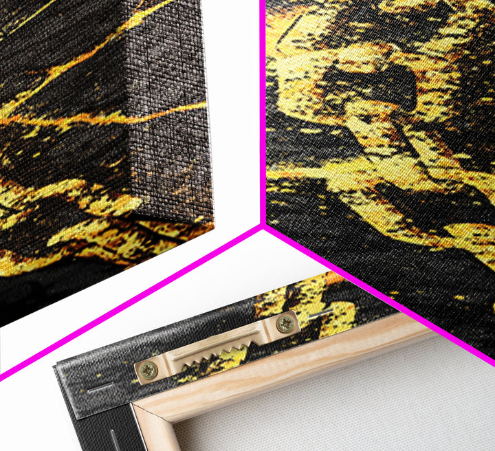 Gleipnir Chain of Fenrir Canvas Gold Art Canvas Art, Norse Mythology Viking Decor for Man Cave, in a natural wood frame