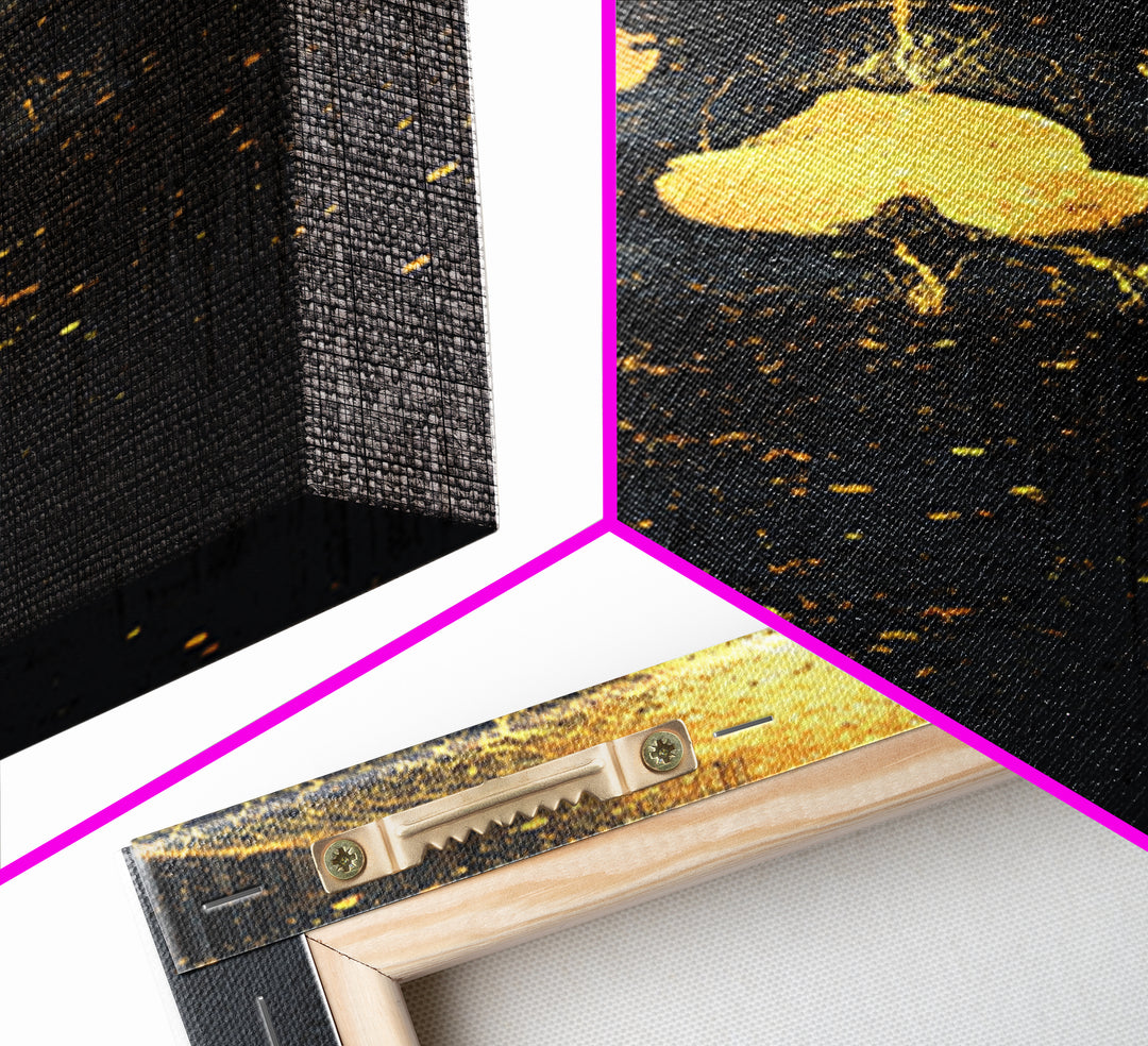 Skull of Ragnarok Canvas Gold Art Canvas Art | Norse Mythology Wall Decor for Man Cave or Office | Viking Style Frame in Real Wood