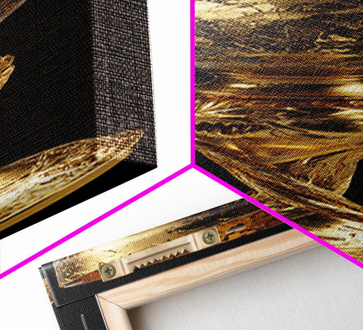 Golden Chalice Canvas Art Print, Wood Framed Canvas Art, Nordic Wall Art, Canvas Gold Art Print