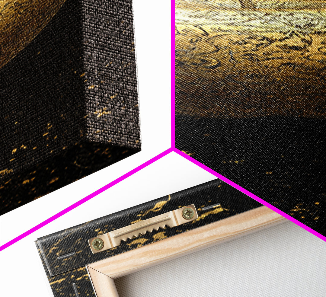 Golden Apple of Idunn Canvas Gold Art Canvas Art, Norse Mythology Wall Decor, Viking Man Cave or Office Art in natural wood frame