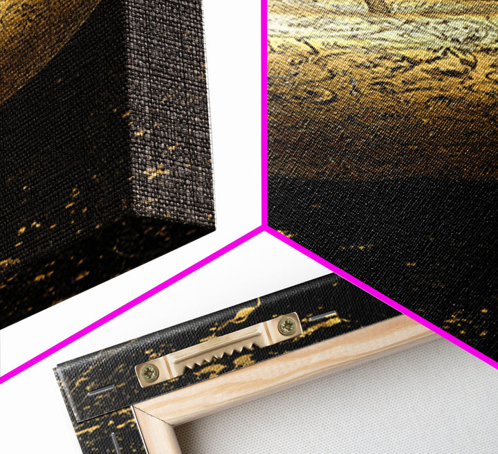 Golden Apple of Idunn Canvas Gold Art Canvas Art, Norse Mythology Wall Decor, Viking Man Cave or Office Art in natural wood frame