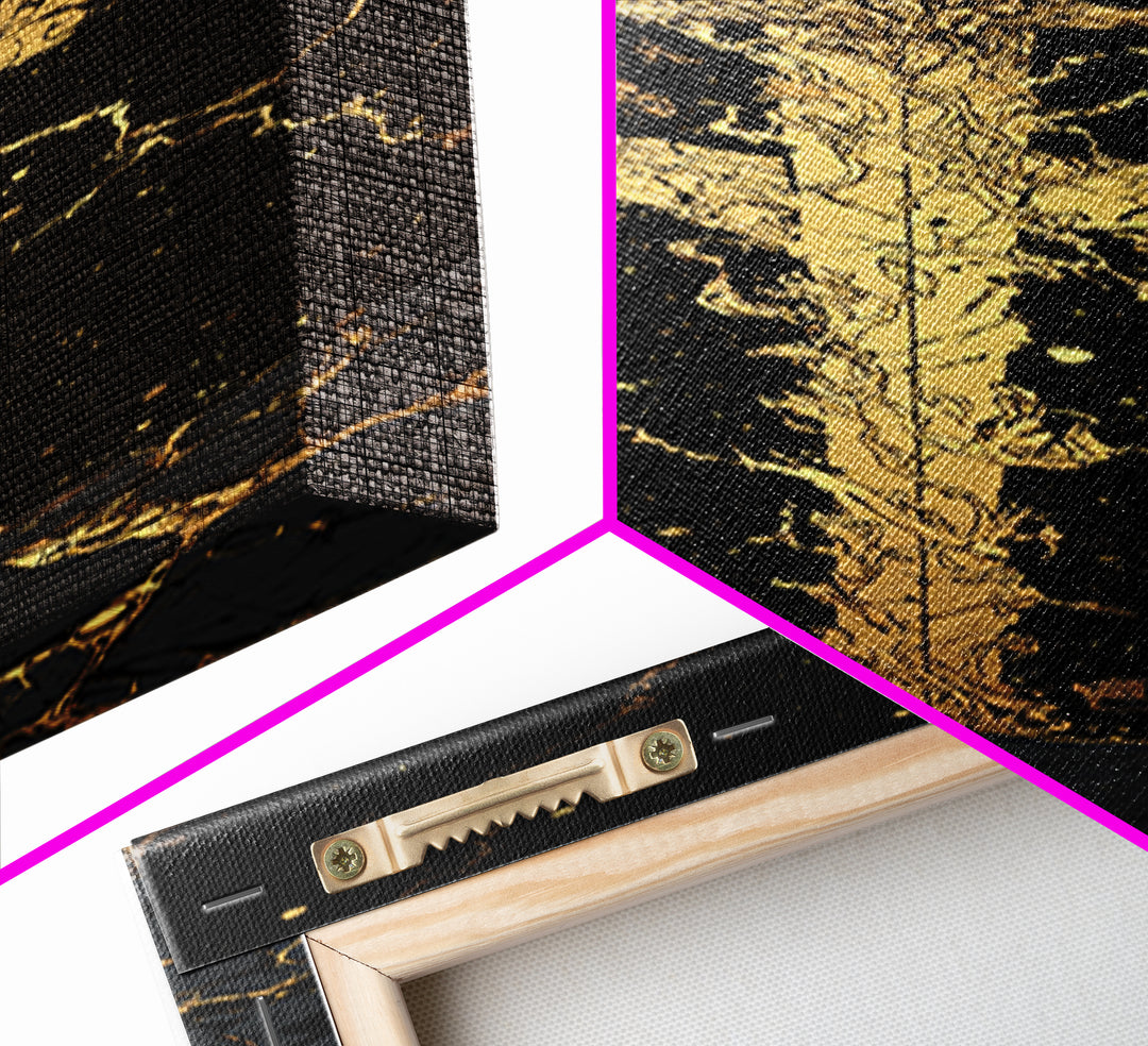 Golden Sword Canvas Gold Art, Norse Mythology Viking Canvas Art Depicting Mythic Blade, Office Art or Man Cave Decor in Real Wood Framing