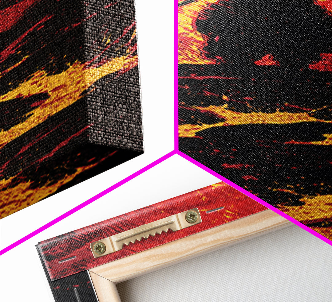 Surtur Norse Fire Giant Canvas Gold Art, Viking Canvas Art Nordic Mythology Warrior Decor, Office or Dad Gift Framed in Natural Wood